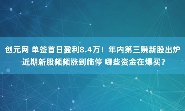 创元网 单签首日盈利8.4万！年内第三赚新股出炉 近期新股频频涨到临停 哪些资金在爆买？